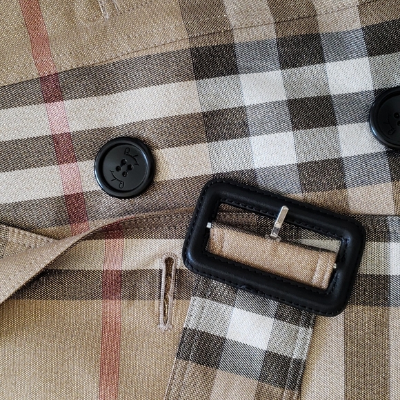 BURBERRY GOLD SHIMMER METALLIC CHECK PLAID TRENCH COAT - Picture 14 of 16